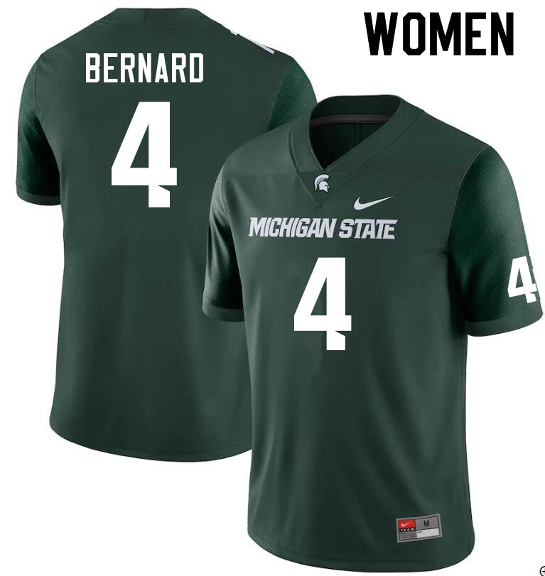 Women #4 Germie Bernard Michigan State Spartans College Football Jerseys Sale-Green